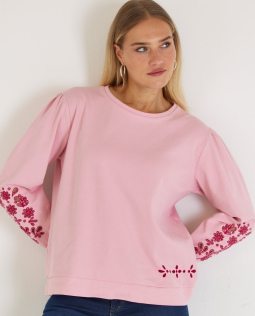 Sweatshirt in Rosa mit Ballonärmeln