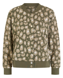 Sweat Blouson in Grün mit Leoprint