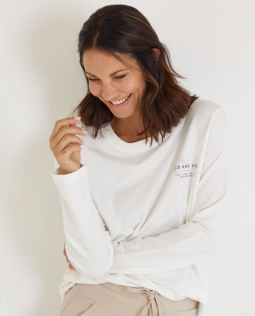 Sweatshirt in Creme mit Strassprint