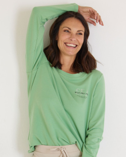 Sweatshirt in Grün mit Strassprint