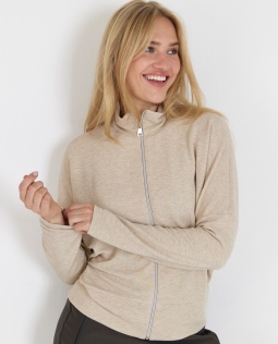 Shirtjacke in Beige mit Stehkragen