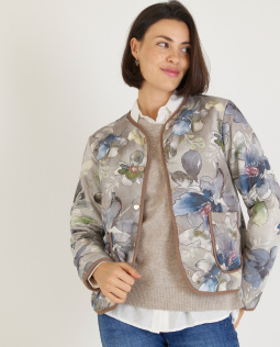 Kurze Steppjacke mit Blumendruck
