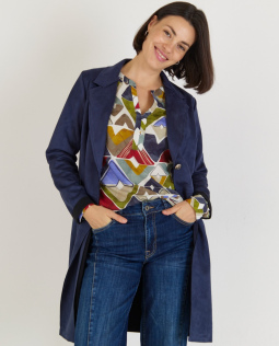 Longblazer mit Veloursleder-Optik 