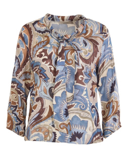 Schluppenbluse in Blau mit Paisleydruck