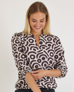 Bluse in Braun mit Print