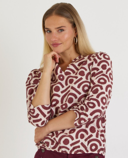Bluse in Beere mit Print