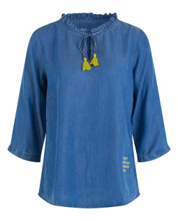 Jeansbluse aus Lyocell mit Quasten