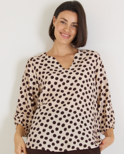 Gepunktete Bluse in Braun