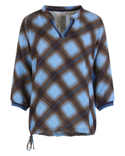 Karierte Viskose Bluse in Blau