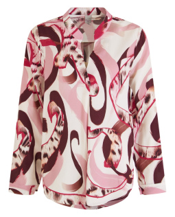 Stehkragen Bluse in Beere mit Leodesign