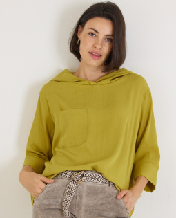 Lässige Kapuzen Bluse in Grün