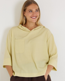 Lässige Kapuzen Bluse in Gelb