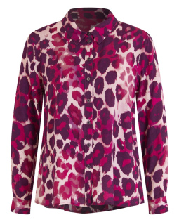 Hemdkragenbluse mit Leodruck in Beere