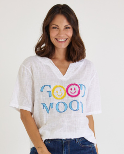 Baumwollbluse in Weiß - Good Mood