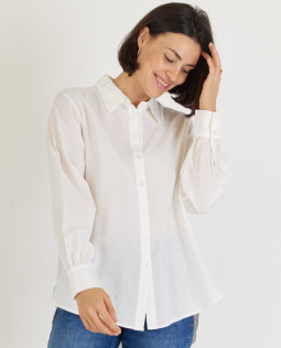 Uni Hemdkragenbluse in Creme