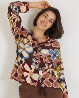 Hemdkragenbluse mit Blumendruck
