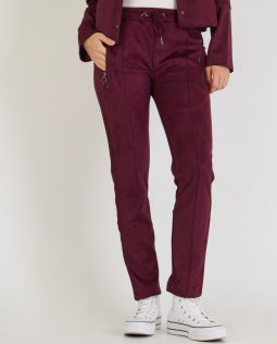 Joggpants in Beere in Veloursleder-Optik
