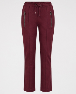Joggpants in Beere in Veloursleder-Optik