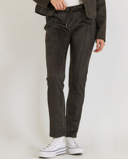 Joggpants in Olive in Veloursleder-Optik