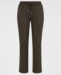 Joggpants in Olive in Veloursleder-Optik