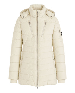 Warme Steppjacke mit Kapuze in Creme