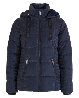 Kurze Steppjacke in Blau mit Karodesign