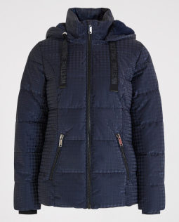 Kurze Steppjacke in Blau mit Karodesign