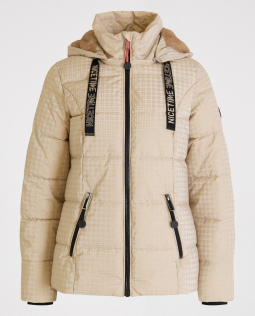 Kurze Steppjacke in Beige mit Karodesign