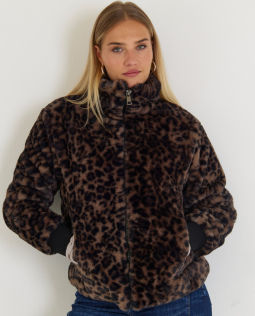 Kurze Leo Felljacke in Braun