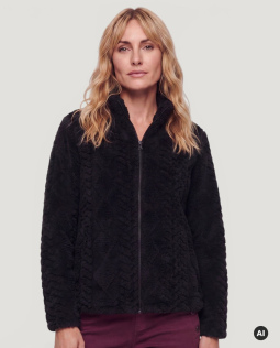 Kurze Plüschjacke in Schwarz