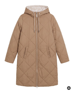 Wendesteppjacke mit Kapuze in Creme/Braun