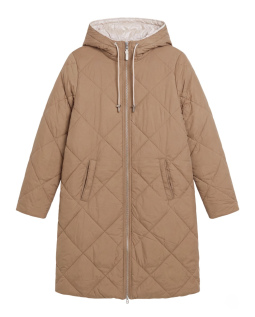 Wendesteppjacke mit Kapuze in Creme/Braun