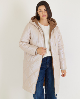 Wendesteppjacke mit Kapuze in Creme/Braun