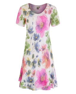 Ausgestelltes Volantkleid mit Blumendruck