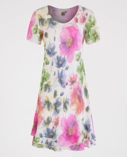 Ausgestelltes Volantkleid mit Blumendruck
