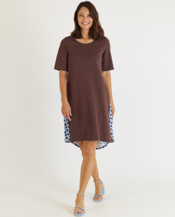 Materialmix Kleid mit Punkten