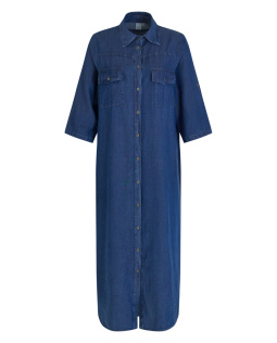 Langes Hemdblusenkleid in Blau aus Lyocell