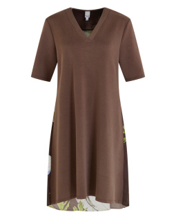 Braunes Scuba Kleid mit Rücken-Print