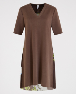 Braunes Scuba Kleid mit Rücken-Print