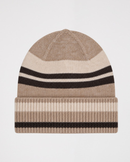 Gestreifte Mütze in Beige