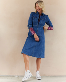 Jeanskleid in Blau mit Reißverschluss