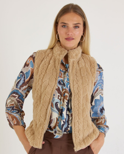 Plüschweste in Beige