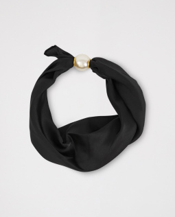Nickituch mit Perle in Schwarz