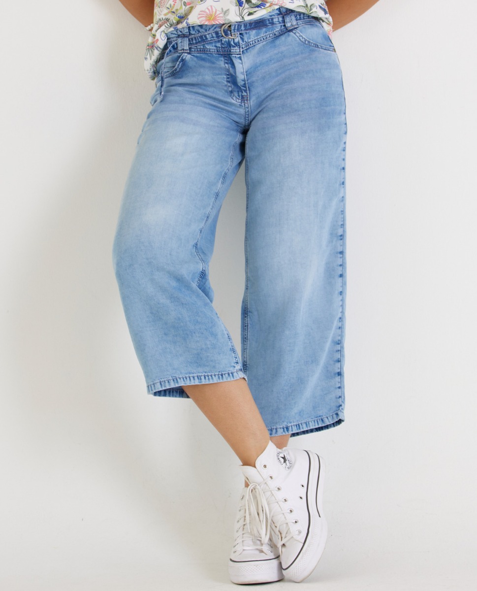 Jeans Culotte mit Gürtel aus Lyocell