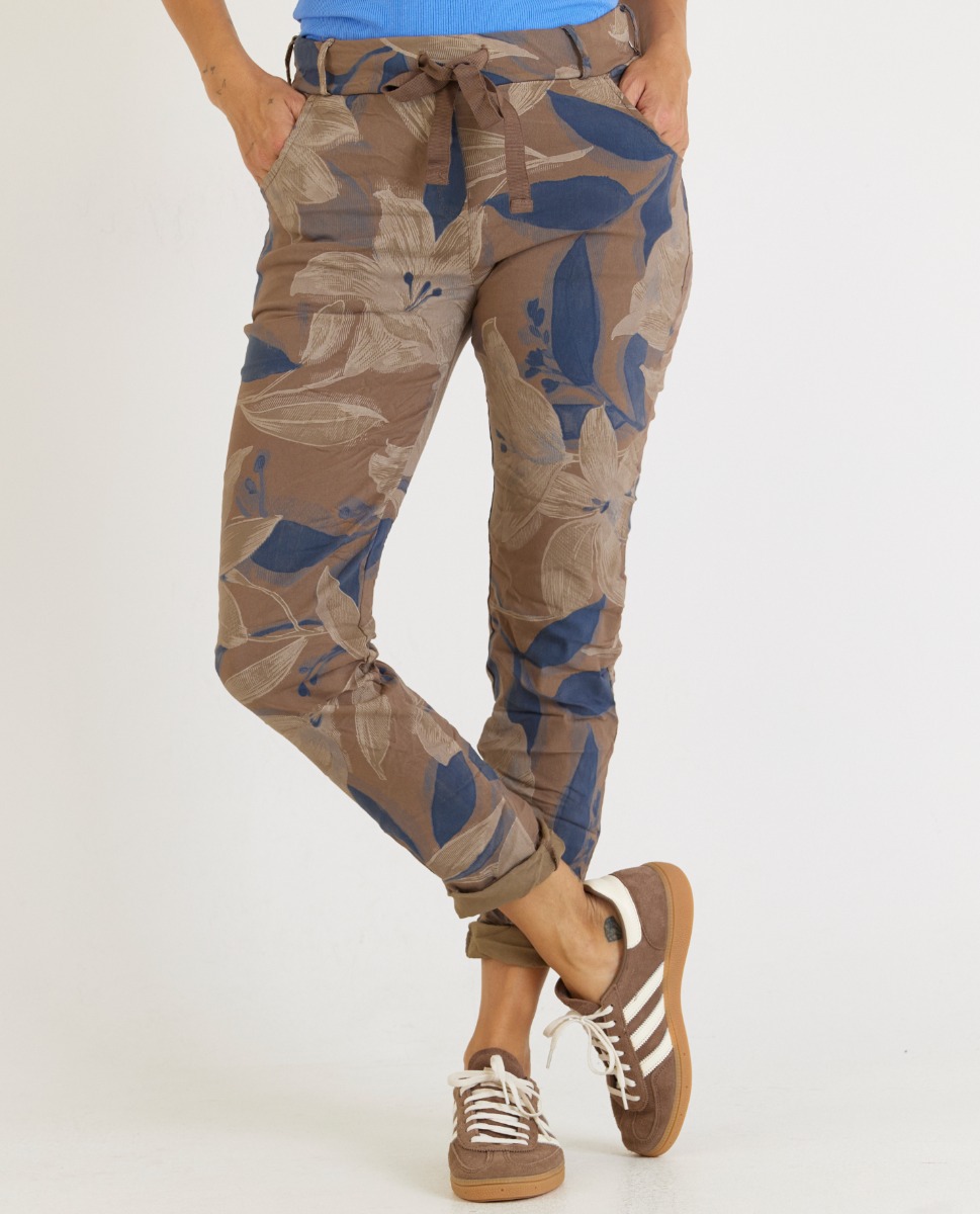 Crash Joggpants in Braun mit Blumendruck