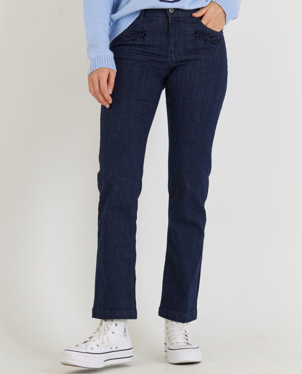Straight-Leg Jeans mit Flockdruck